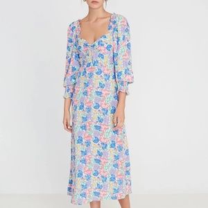 NWT Faithfull the Brand smocked midi dress floral Mathilda